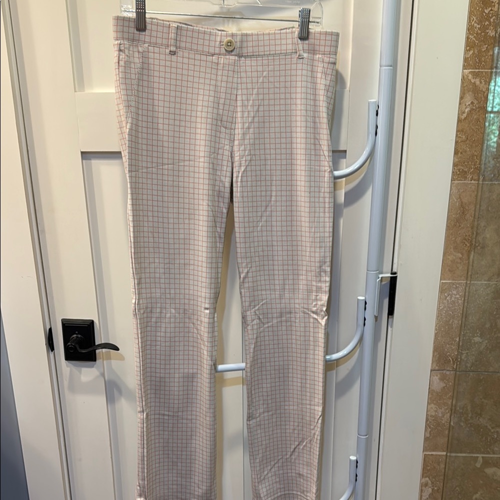 Betabrand Orange and Gray Straight Leg Pants